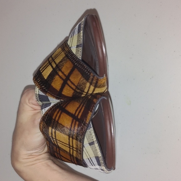 SEE by CHLOE | Marta | Suede Leather Calf Plaid Heeled Sandal Size 7 - Picture 4 of 12